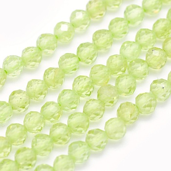 Natural Prehnite Beads Strands, Round, Faceted, 2mm, Hole: 0.5mm, about 174pcs/strand, 15.5 inch(39.5cm)