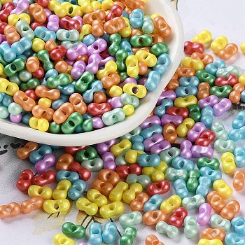 Glass Seed Beads, Opaque Colours Luster, Peanut, Colorful, 5~6x2.5~3x3~3.5mm, Hole: 1~1.2mm, about 5000pcs/pound