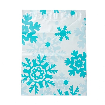 PE Plastic Self-Adhesive Packing Bags, White, Rectangle, Snowflake Pattern, 33.5~33.8x25~25.1x0.01cm