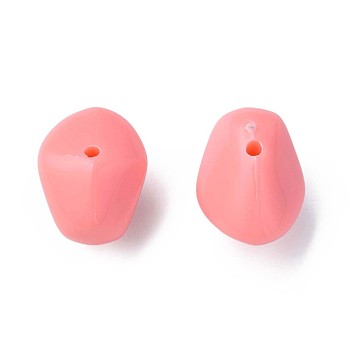 Opaque Acrylic Beads, Nuggets, Light Coral, 12.5x18x13mm, Hole: 1.6mm, about 360pcs/500g