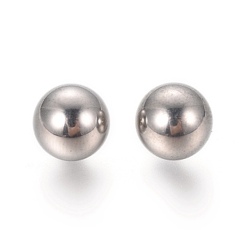 304 Stainless Steel Beads, Undrilled/No Hole Beads, Solid Round, Stainless Steel Color, 7mm