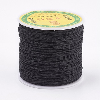 Polyester Cord, Black, 0.8mm, about 87.48 yards(80m)/roll