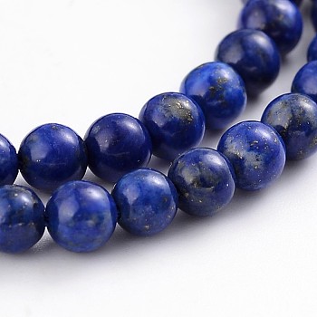 Natural Lapis Lazuli Round Bead Strands, Dyed & Heated, 4mm, Hole: 1mm, about 100pcs/strand, 15.5 inch