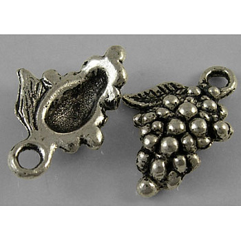 Tibetan Style Alloy Pendant, Lead Free, Cadmium Free and Nickel Free, Antique Silver, Grape, 12mm wide, 18mm long, hole: 2.5mm