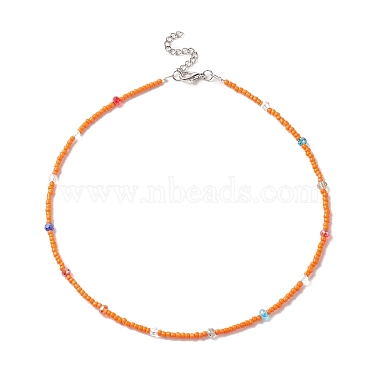 Glass Seed Beaded Necklace for Women(NJEW-JN04258)-5
