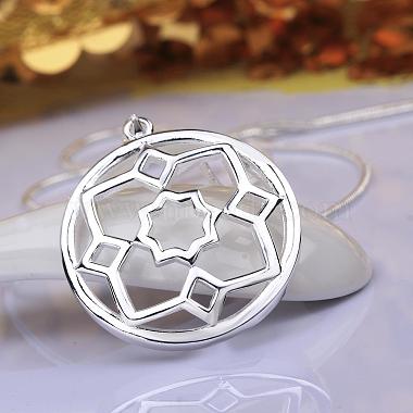 Silver Plated Brass Flat Round Pendant Necklaces(NJEW-BB08235)-4
