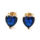 6 Pair 2 Color Heart Cubic Zirconia Stud Earrings(EJEW-A024-15B)-3