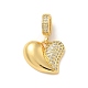 Brass Micro Pave Clear Cubic Zirconia Heart European Dangle Charms(KK-U044-03G)-1