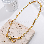304 Stainless Steel Pave Green Cubic Zirconia Snake Pendant Necklaces for Women, Golden, 17.72 inch(45cm)(WGE46FD-01)