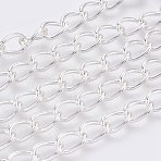 Iron Twisted Chains, Unwelded, with Spool, Oval, Silver, 11x8x1.4mm, about 164.04 Feet(50m)/roll(CH-1.4DK-S)
