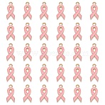 Alloy Enamel Pendants, Cadmium Free & Lead Free, October Breast Cancer Pink Awareness Ribbon Shape, Light Gold Plated, Pink, 20x10x2mm, Hole: 2mm(ENAM-S123-001C)