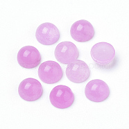 Natural White Jade Cabochons, Dyed, Half Round/Dome, Hot Pink, 6x3~4mm(G-R416-6mm-04)