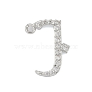 Rack Plating Brass Micro Pave Clear Cubic Zirconia Pendants, Long-Lasting Plated, Lead Free & Cadmium Free, Arabic Alphabet, Platinum, 16.5x12x2mm, Hole: 1.2mm(KK-A224-03G-P)