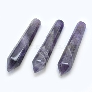Natural Amethyst Pointed Beads, Healing Stones, Reiki Energy Balancing Meditation Therapy Wand, Bullet, Undrilled/No Hole Beads, 50.5x10x10mm(X-G-E490-E21)