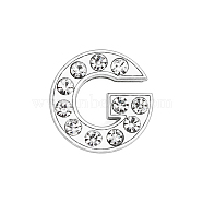 Eco-Friendly Zinc Alloy Slide Charms, with Rhinestone, Platinum Plated, Letter, Crystal, Letter.G, 12mm, Hole: 1.5x7.9mm(ALRI-WH0001-01P-G)