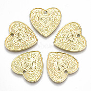 Rack Plating Alloy Pendants, Cadmium Free & Lead Free, Heart with Floral and Cross, Light Gold, 25.5x25.5x2.5mm, Hole: 2.5mm(PALLOY-S132-157-RS)
