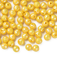 Opaque Acrylic Beads, AB Color Plated, Faceted, Round, Yellow, 6x5.5mm, Hole: 1.5mm, about 4800pcs/500g(MACR-S371-135-I03)
