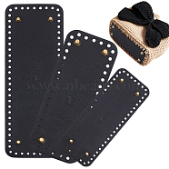 TPR Plastic Imitation Leather Bag Bottoms Set, with Iron Nails, Rounded Rectangle, Black, 18.2~28.2x7.1~10.1x0.3cm, Hole: 4mm, 3pcs/set(FIND-WH0013-94)