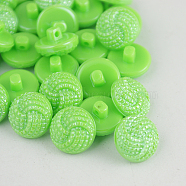 Taiwan Acrylic Shank Buttons, Pearl Luster, 1-Hole, Flat Round, Lime, 13x8mm, Hole: 1mm(X-BUTT-F028-13mm-C11)