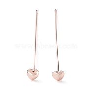 Rack Plating Brass Head pins, Cadmium Free & Lead Free, Long-Lasting Plated, Heart, Rose Gold, 18 Gauge, 50.5x1mm, Heart: 5x4.5mm(KK-M265-03RG)