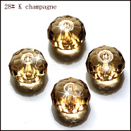 Imitation Austrian Crystal Beads, Grade AAA, Faceted, Rondelle, Gold, 4x3mm, Hole: 0.7~0.9mm(SWAR-F068-3x4mm-28)