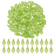 Transparent Acrylic Charms, Leaf Charm, Lawn Green, 10.5x5x3.5mm, Hole: 1.4mm(MACR-YW0002-46)