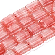 Cherry Quartz Glass Beads Strands, Rectangle, 17x12x6mm, Hole: 1.6mm, about 24pcs/strand, 15.55 inch(39.5cm)(G-L605-E02-01)