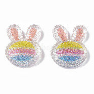 Transparent Resin Cabochons, with Glitter Powder, Rabbit's Head, Colorful, 20x16x5mm(CRES-N034-10)