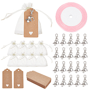 PandaHall Elite DIY Angel Series Keychain Gift Kits, Including Horseshoe Alloy Keychain, Organza Gift Bags, Ribbon and Jewelry Display Tags, Platinum, Keychain: 55mm, 36pcs/set(DIY-PH0001-22)