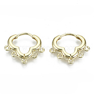 Brass Huggie Hoop Earring, with 5 Loops, Nickel Free, Real 18K Gold Plated, 15x18x2mm, Hole: 1.2mm, Pin: 0.9mm(KK-N227-59-NF)