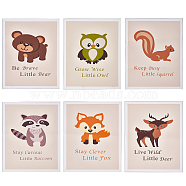 CREATCABIN Canvas Hanging Painting, with Animal Pattern, Decoration Accessories, Rectangle with Animal Pattern, Mixed Color, 27x22cm, 6 patterns, 1pc/pattern, 6pcs/set(HJEW-CN0001-03A)