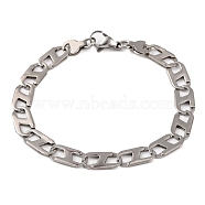 Tarnish Resistant 304 Stainless Steel Mariner Link Chain Bracelets, with 201 Stainless Steeel Findings, Stainless Steel Color, 8-3/4 inch(22.3cm)(BJEW-B078-55P)