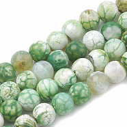 Dyed Natural Crackle Agate Beads Strands, Round, Lime Green, 8~8.5mm, Hole: 1mm, about 48pcs/strand, 15.1 inch(G-T100-03E)