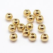 Brass Beads, Nickel Free, Round, Raw(Unplated), 6x5.5mm, Hole: 1.5mm(KK-J270-43C-6mm)