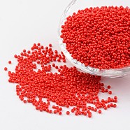 12/0 Grade A Baking Paint Glass Seed Spacer Beads, Orange Red, 2x1.5mm, Hole: 0.7mm. about 30000pcs/50g.(X-SEED-Q009-FJX14)