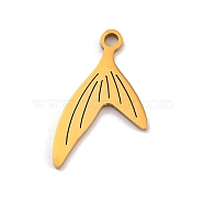 201 Stainless Steel Pendants, Laser Cut, Sea Animal Charm, Golden, Fishtail, 15x10x1mm, Hole: 1.5mm(STAS-U016-08G-01)