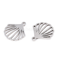 201 Stainless Steel Pendants, Hollow, Shell/Scallop Charm, Stainless Steel Color, 18x16x1mm, Hole: 1.5mm(STAS-T052-46P)