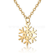 201 Stainless Steel Pendants Necklaces, Snowflake, Golden, 16.3 inch(40cm)x1mm(NJEW-S063-TN194-2)