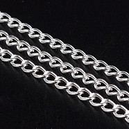 Iron Twisted Chains Curb Chains, Unwelded, Silver Color Plated, with Spool, Link: 3x5mm, 0.8mm thick, about 328.08 Feet(100m)/roll(CHS003Y-S)