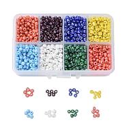 1 Box 6/0 Glass Seed Beads Opaque Colours Lustered Loose Spacer Beads, Mixed Color, 4mm, Hole: 1mm, about 1900pcs/box(SEED-X0050-4mm-06)