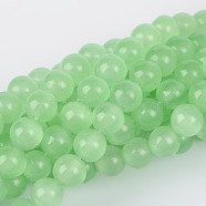 Cat Eye Beads, Round, Light Green, 6mm, Hole: 1mm, about 66pcs/strand, 14.5 inch/strand(CER25)