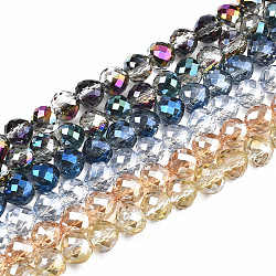 Transparent Glass Beads Strands, Faceted, AB Color Plated, Teardrop, Mixed Color, 8x8mm, Hole: 1.5mm, about 69~71pcs/strand, 20.67 inch~21.85 inch(52.5cm~55.5cm)(EGLA-T008-14B)