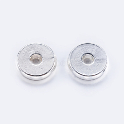 Brass Spacer Beads, Flat Round, Silver Color Plated, 8x1.5mm, Hole: 2mm(KK-K197-B-58S)