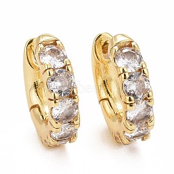 Clear Cubic Zirconia Hoop Earrings, Rack Plating Brass Chunky Hinged Earrings for Women, Cadmium Free & Lead Free & Nickle Free, Real 18K Gold Plated, 17x4.5mm, Pin: 1mm(EJEW-I265-03G)