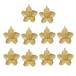10Pcs 304 Stainless Steel Pendants, Flower Charm, Golden, 31.5x30x3mm, Hole: 1.8mm(STAS-SZ0003-53A)
