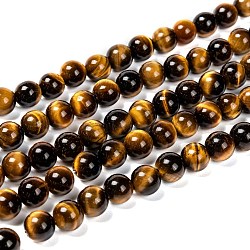 Natural Tiger Eye Beads Strands, Grade A, Round, 8mm, Hole: 1mm, about 48pcs/strand, 15 inch(G-J303-11-8mm)