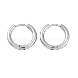 Tarnish Resistant 202 Stainless Steel Huggie Hoop Earrings, Hypoallergenic Earrings, with 316 Stainless Steel Pin, Thick Hoop Earrings, Ring, Stainless Steel Color, 10 Gauge, 16.5x16x2.5mm, Pin: 1mm(EJEW-O087-06F-P-01)