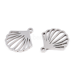 Non-Tarnish 201 Stainless Steel Pendants, Hollow, Shell/Scallop Charm, Stainless Steel Color, 18x16x1mm, Hole: 1.5mm(STAS-T052-46P)