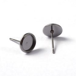 304 Stainless Steel Stud Earring Settings, Stainless Steel Color, 11.5mm, Pin: 0.8mm, Tray: 10mm(STAS-L182-16)