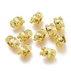 Alloy Beads, Long-Lasting Plated, for Jewelry Making, Owl Shape, Golden, 11.5x7x6.5mm, Hole: 5mm(PALLOY-P219-04G)